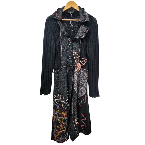 Pretty Angel Vintage Y2K Patchwork Knit Long Cardigan Large New - Picture 2 of 8